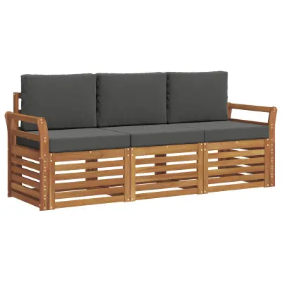 vidaXL Sedežne garniture z blazino 3 pcs Naravna in antracitna