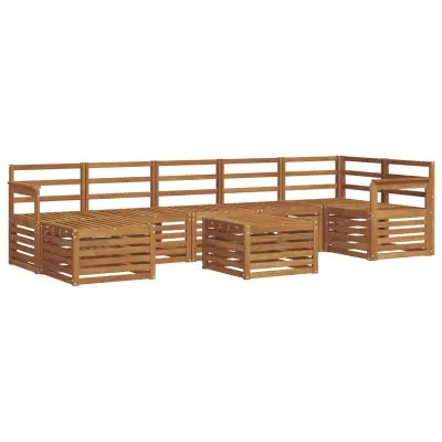 vidaXL Zunanja garnitura za sedenje 8 pcs Naravna Masiven les akacije