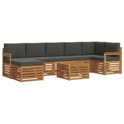 vidaXL Zunanja garnitura za sedenje 8 pcs Naravna in antracitna