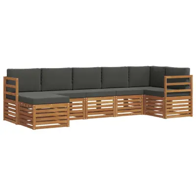vidaXL Kotna sedežna garnitura z blazino 7 pcs Naravna in antracitna