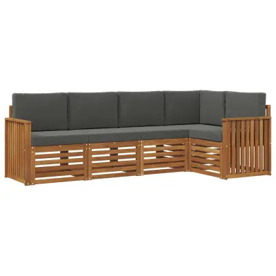 vidaXL Kotna sedežna garnitura z blazino 5 pcs Naravna in antracitna