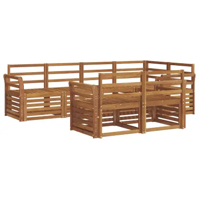 vidaXL Kotna sedežna garnitura 7 pcs Naravna