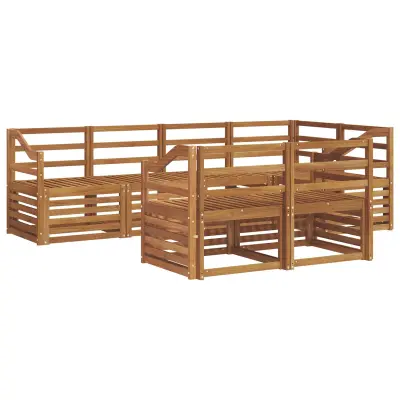 vidaXL Kotna sedežna garnitura 7 pcs Naravna
