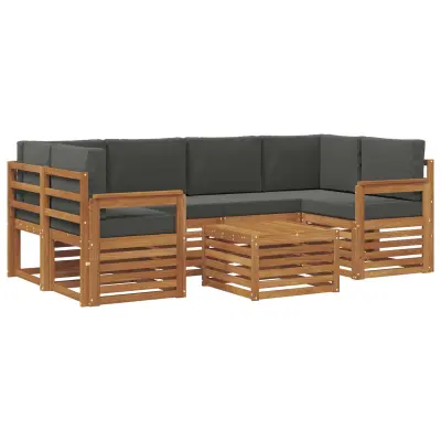 vidaXL Zunanja garnitura za sedenje 7 pcs Naravna in antracitna