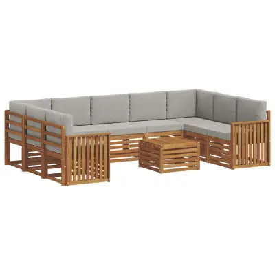 vidaXL Sedežne garniture z blazino 10 pcs Naravna in svetlo siva