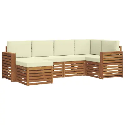 vidaXL Kotna sedežna garnitura z blazino 6 pcs Naravna in smetana