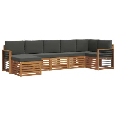 vidaXL Kotna sedežna garnitura z blazino 7 pcs Naravna in antracitna