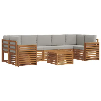 vidaXL Zunanja garnitura za sedenje 8 pcs Naravna in svetlo siva