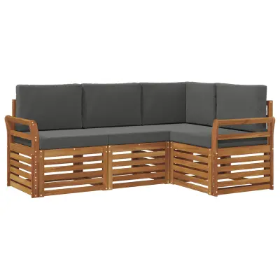 vidaXL Sedežne garniture z blazino 4 pcs Naravna in antracitna