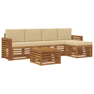vidaXL Zunanja garnitura za sedenje z blazino 6 pcs Naravna in bež