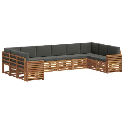 vidaXL Kotna sedežna garnitura z blazino 10 pcs Naravna in antracitna