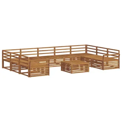 vidaXL Zunanja garnitura za sedenje 10 pcs Naravna Masiven les akacije