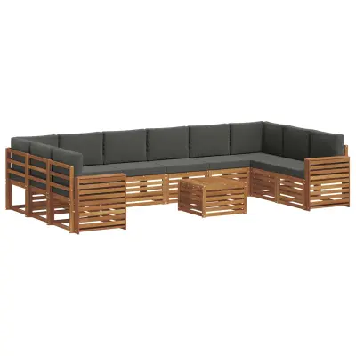 vidaXL Zunanja garnitura za sedenje 11 pcs Naravna in antracitna