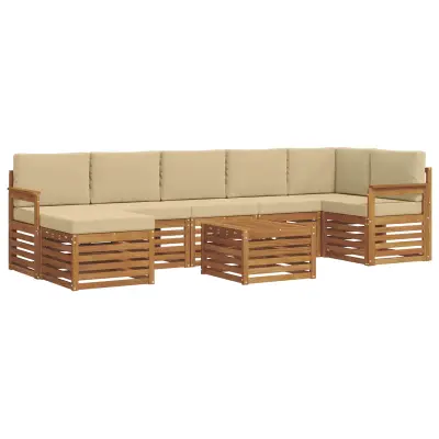 vidaXL Zunanja garnitura za sedenje z blazino 8 pcs Naravna in bež