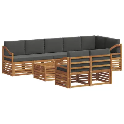 vidaXL Sedežne garniture z blazino 9 pcs Naravna in antracitna