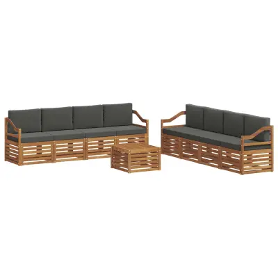 vidaXL Sedežne garniture z blazino 9 pcs Naravna in antracitna