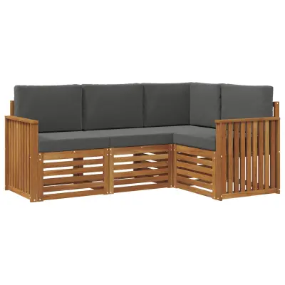vidaXL Sedežne garniture z blazino 4 pcs Naravna in antracitna