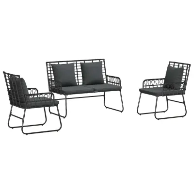 vidaXL Komplet za jedilnico v vrtu 3 pcs Črna in anthracit poli ratan