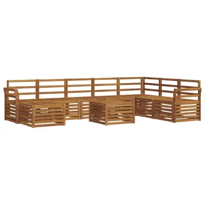 vidaXL Zunanja garnitura za sedenje 9 pcs Naravna Masiven les akacije