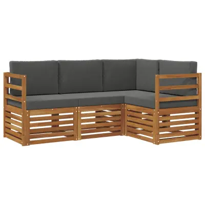 vidaXL Sedežne garniture z blazino 4 pcs Naravna in antracitna