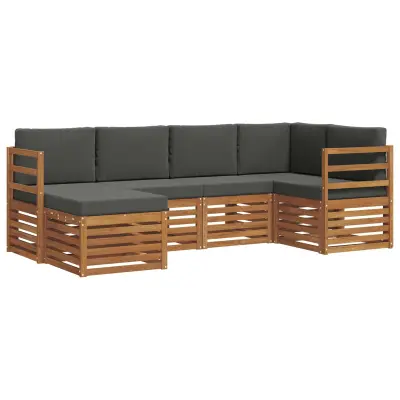 vidaXL Kotna sedežna garnitura z blazino 6 pcs Naravna in antracitna