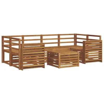 vidaXL Zunanja garnitura za sedenje 7 pcs Naravna Masiven les akacije