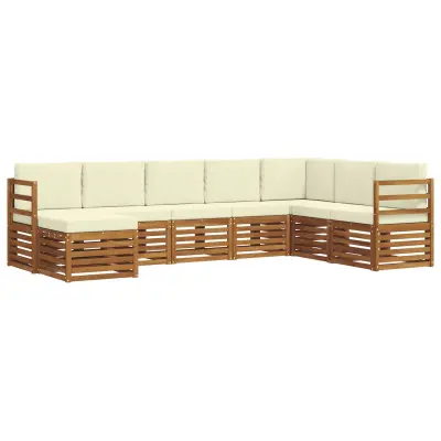 vidaXL Zunanja garnitura za sedenje z blazino 8 pcs Naravna in smetana
