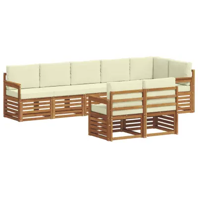 vidaXL Sedežne garniture 8 pcs Naravna in smetana Masiven les akacije