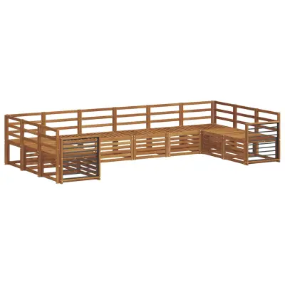 vidaXL Sedežne garniture 10 pcs Naravna Masiven les akacije