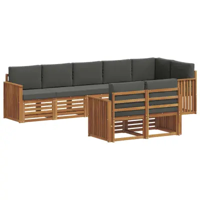 vidaXL Sedežne garniture z blazino 8 pcs Naravna in antracitna