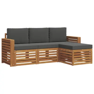 vidaXL Zunanja garnitura za sedenje 4 pcs Naravna in antracitna