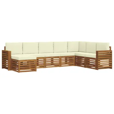 vidaXL Zunanja garnitura za sedenje z blazino 8 pcs Naravna in smetana