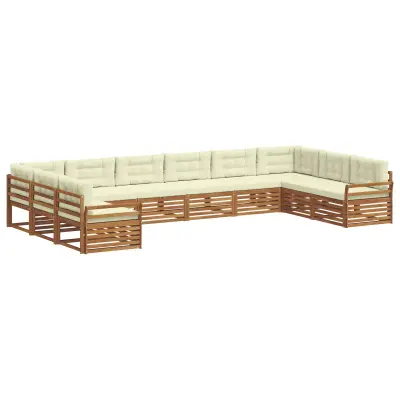 vidaXL Sedežne garniture 6 pcs Naravna in smetana Masiven les akacije