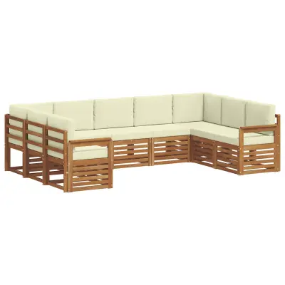 vidaXL Kotna sedežna garnitura z blazino 9 pcs Naravna in smetana