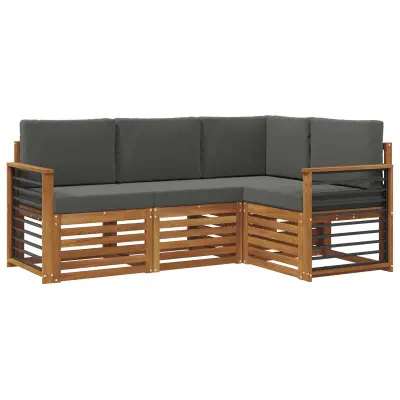 vidaXL Sedežne garniture z blazino 4 pcs Naravna in antracitna
