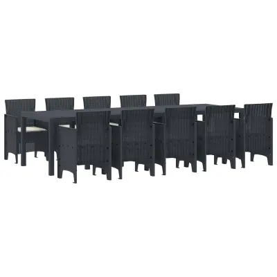 vidaXL Komplet za jedilnico v vrtu 11 pcs Antracitna in krema