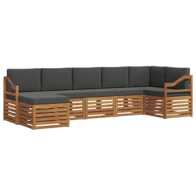 vidaXL Kotna sedežna garnitura z blazino 7 pcs Naravna in antracitna