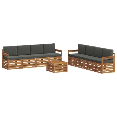 vidaXL Sedežne garniture z blazino 9 pcs Naravna in antracitna