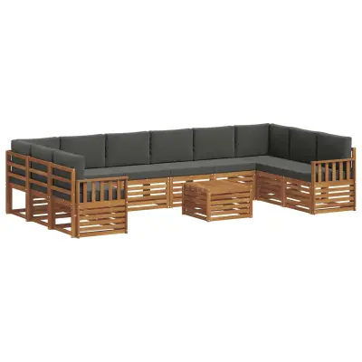 vidaXL Zunanja garnitura za sedenje 11 pcs Naravna in antracitna