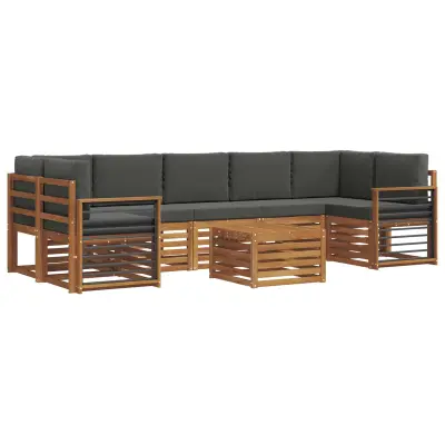 vidaXL Zunanja garnitura za sedenje 8 pcs Naravna in antracitna