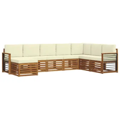 vidaXL Zunanja garnitura za sedenje z blazino 8 pcs Naravna in smetana
