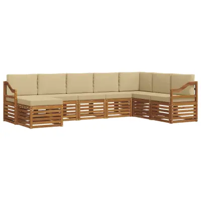 vidaXL Zunanja garnitura za sedenje z blazino 8 pcs Naravna in bež