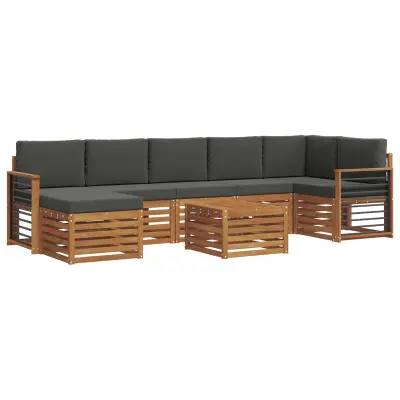 vidaXL Zunanja garnitura za sedenje 8 pcs Naravna in antracitna
