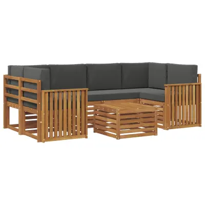 vidaXL Zunanja garnitura za sedenje 7 pcs Naravna in antracitna