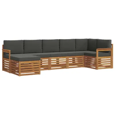vidaXL Kotna sedežna garnitura z blazino 7 pcs Naravna in antracitna