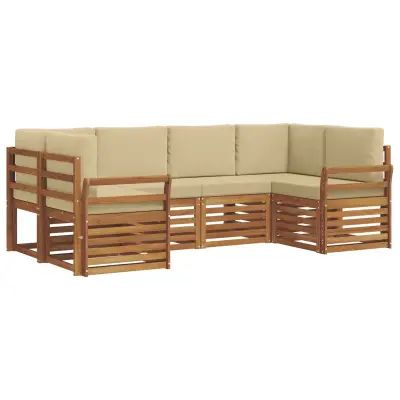 vidaXL Kotna sedežna garnitura z blazino 6 pcs Naravna