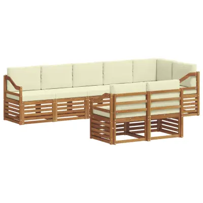 vidaXL Sedežne garniture 8 pcs Naravna in smetana Masiven les akacije