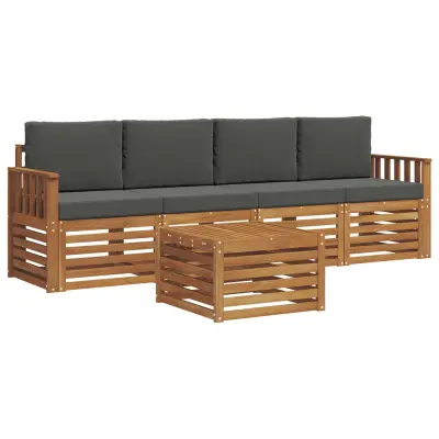 vidaXL Zunanja garnitura za sedenje 5 pcs Naravna in antracitna