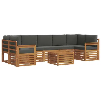 vidaXL Zunanja garnitura za sedenje 8 pcs Naravna in antracitna