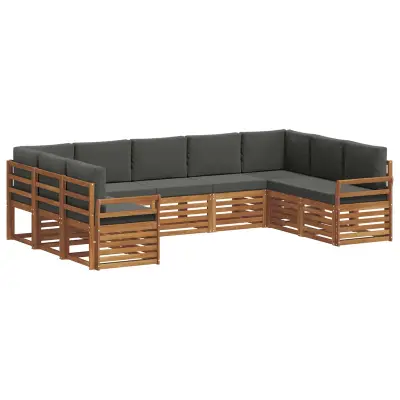 vidaXL Kotna sedežna garnitura z blazino 9 pcs Naravna in antracitna